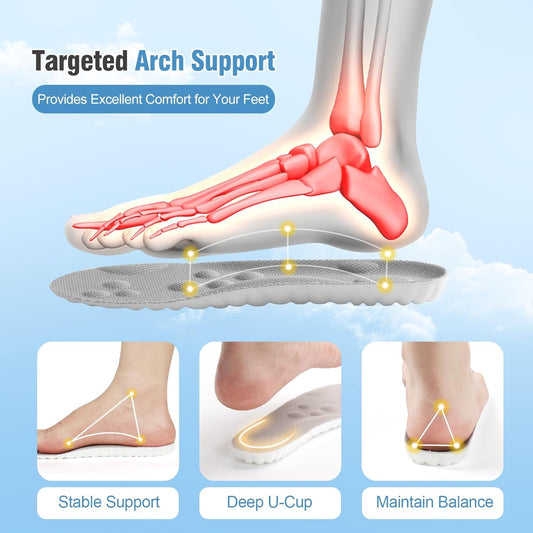 Hyggear 4D Cloud Soles - Soft Memory Foam Cushioning Cloud Insoles - Ultra Comfort Trim to Fit Steppers Insoles with Arch Support for Foot Pain Relief and Fatigue Reduction